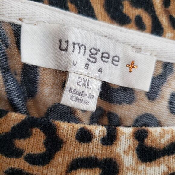 Umgee 2xl Leopard Print Sweater Womens Brown Black Cuffed Sleeve Oversized Boxy - Picture 4 of 12